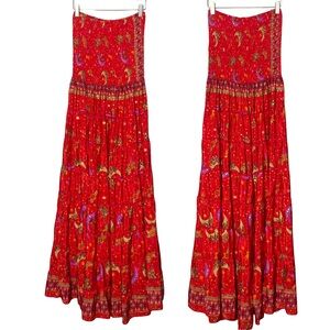 Vibrant Strapless Red Paisley Dress